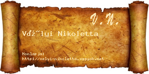 Vályi Nikoletta névjegykártya