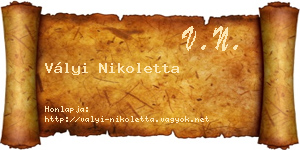 Vályi Nikoletta névjegykártya